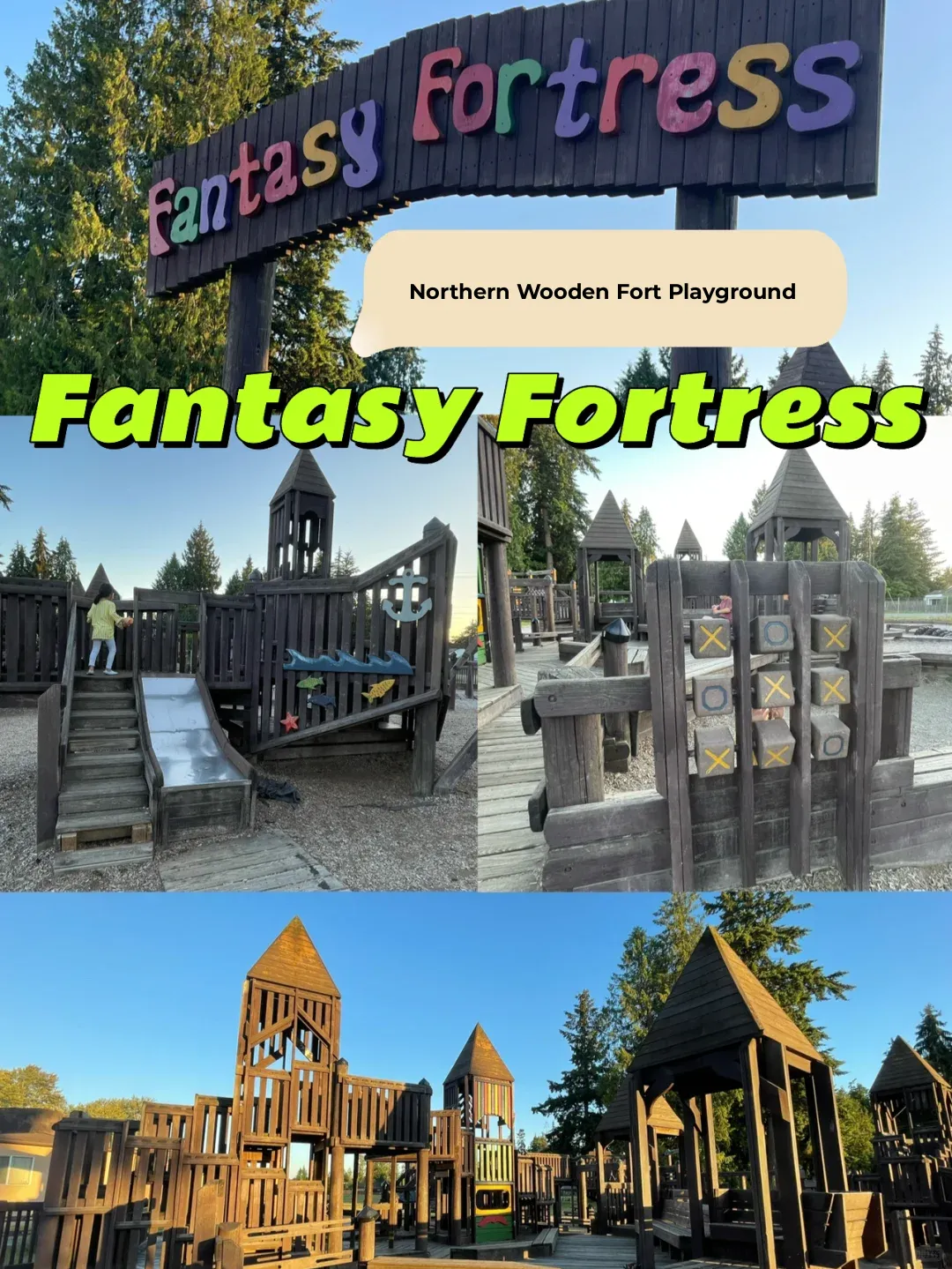 Seattle with Kids: The Wooden Fort Playground Next to the Outlet Mall