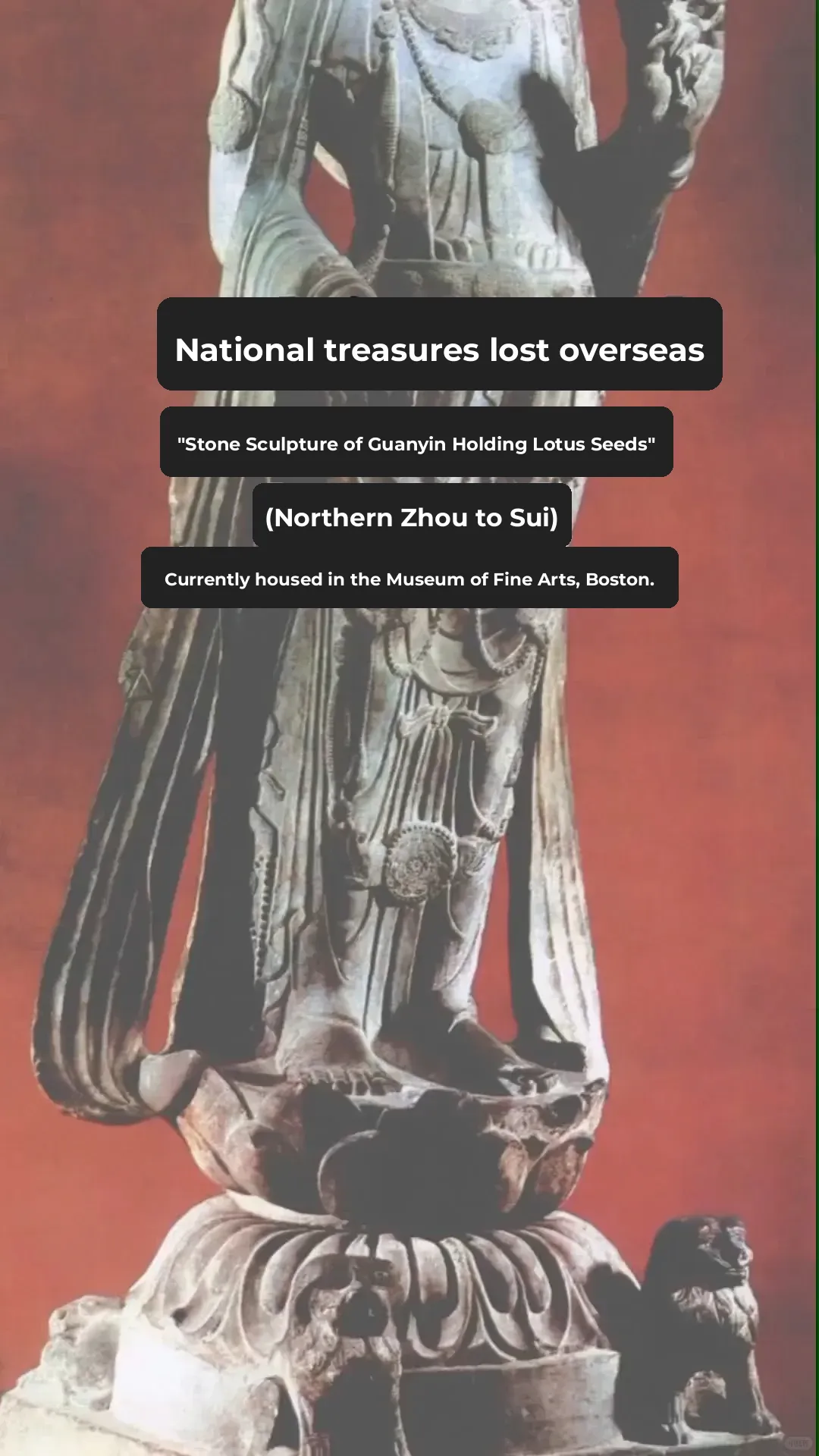 "National Treasures Lost Overseas: The Stone Sculpture of 'Guanyin Holding Lotus Seeds'"