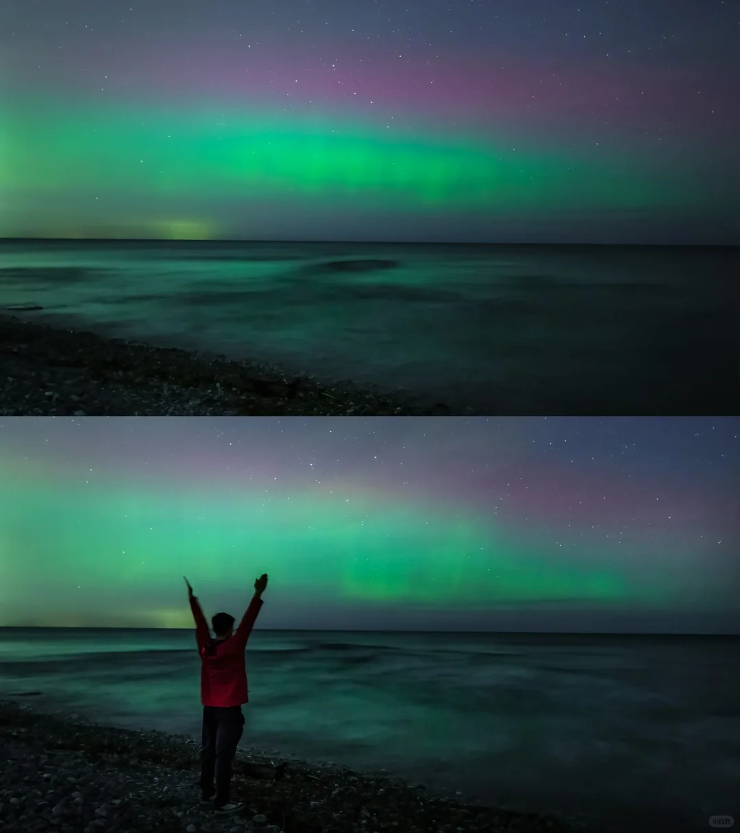 May 11th Evening: Aurora Over the Lake, Two Hours North of Chicago