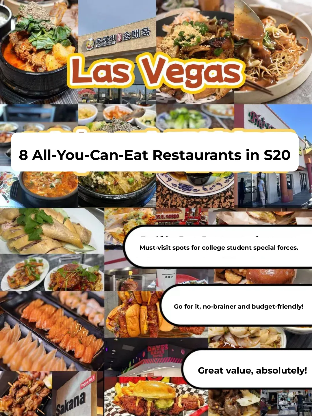Vegas Budget Warrior Tour 🥘 8 Restaurants Where You Can Eat Till You Drop for Just $20 🍤