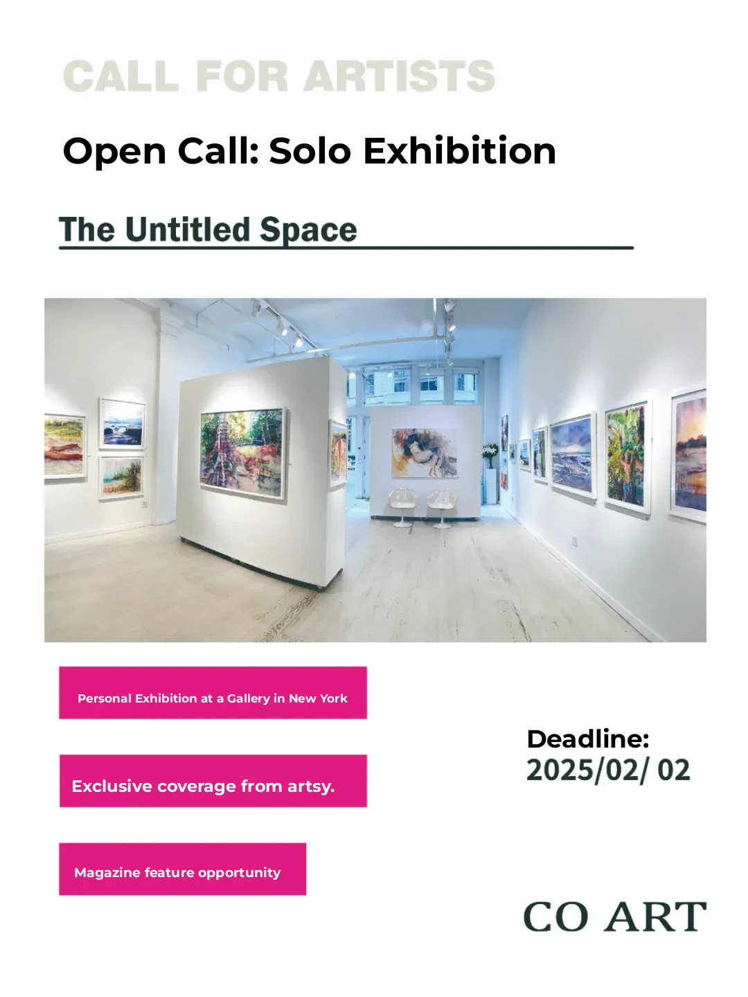 New York Gallery Offers Solo Exhibition Opportunity❗️❗️❗️
