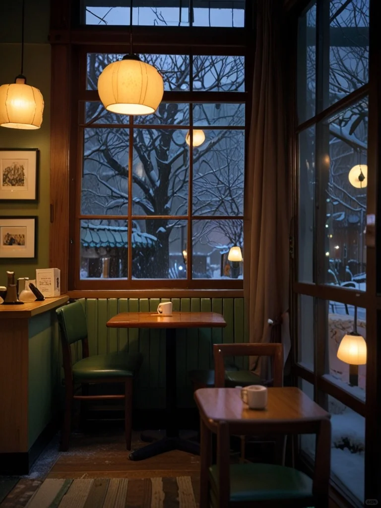 A Snowy Night in Tokyo, 1995: Lingering at a Corner Café