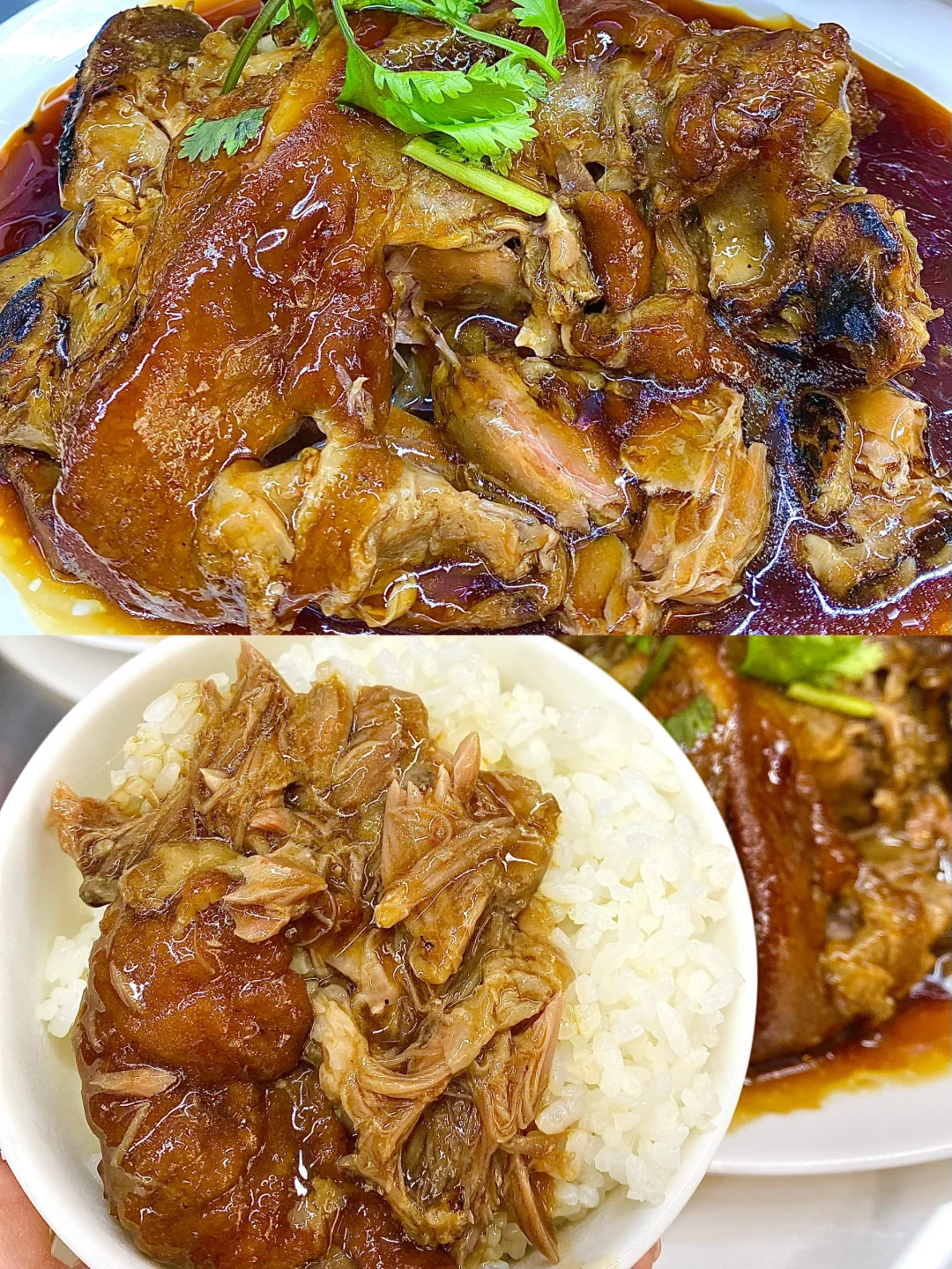 "Who hasn't tried the braised pork knuckle over rice yet?! 🍖 So delicious it’s making the neighbor’s kids cry with envy 🥺"