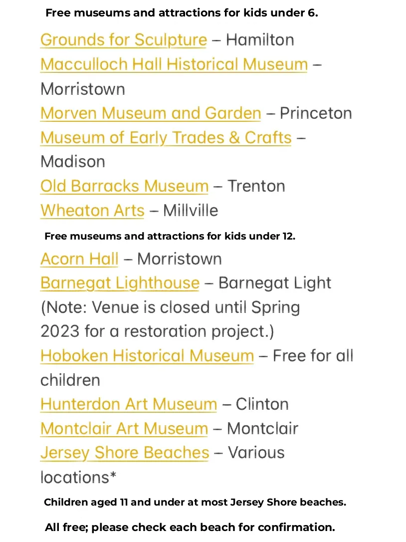 Free Attractions & Kids Go Free in NJ (Must-Save for NJ, NY Parents)