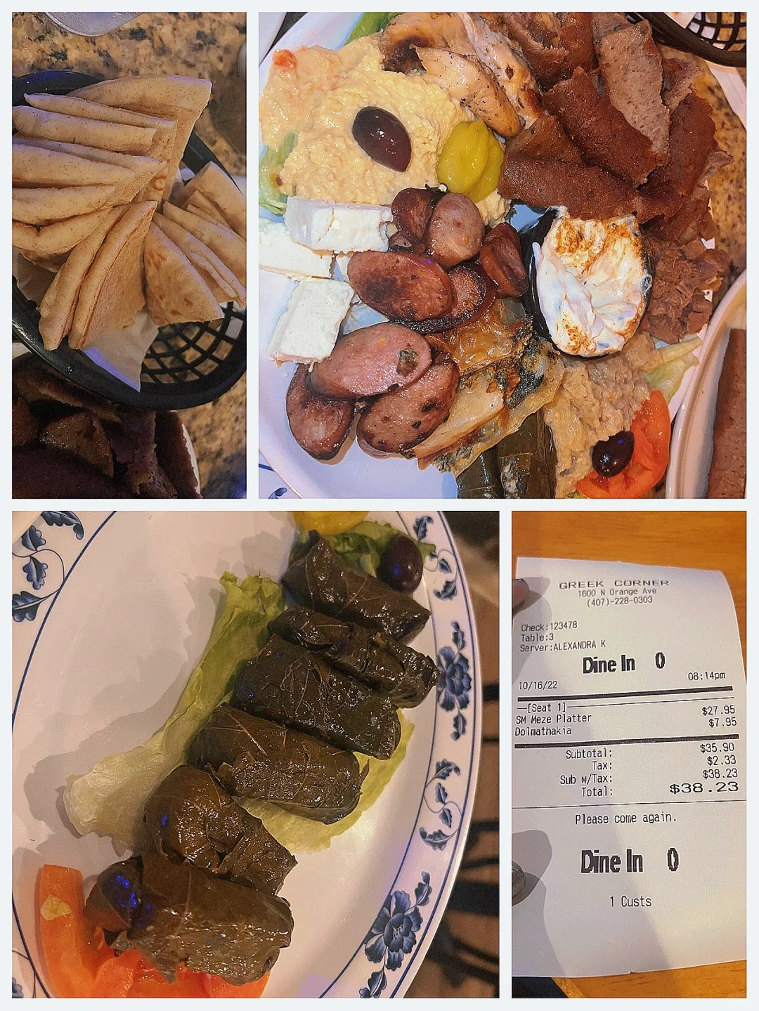 October 16th Evening | Orlando Greek Restaurant | Locally Recommended by White Residents