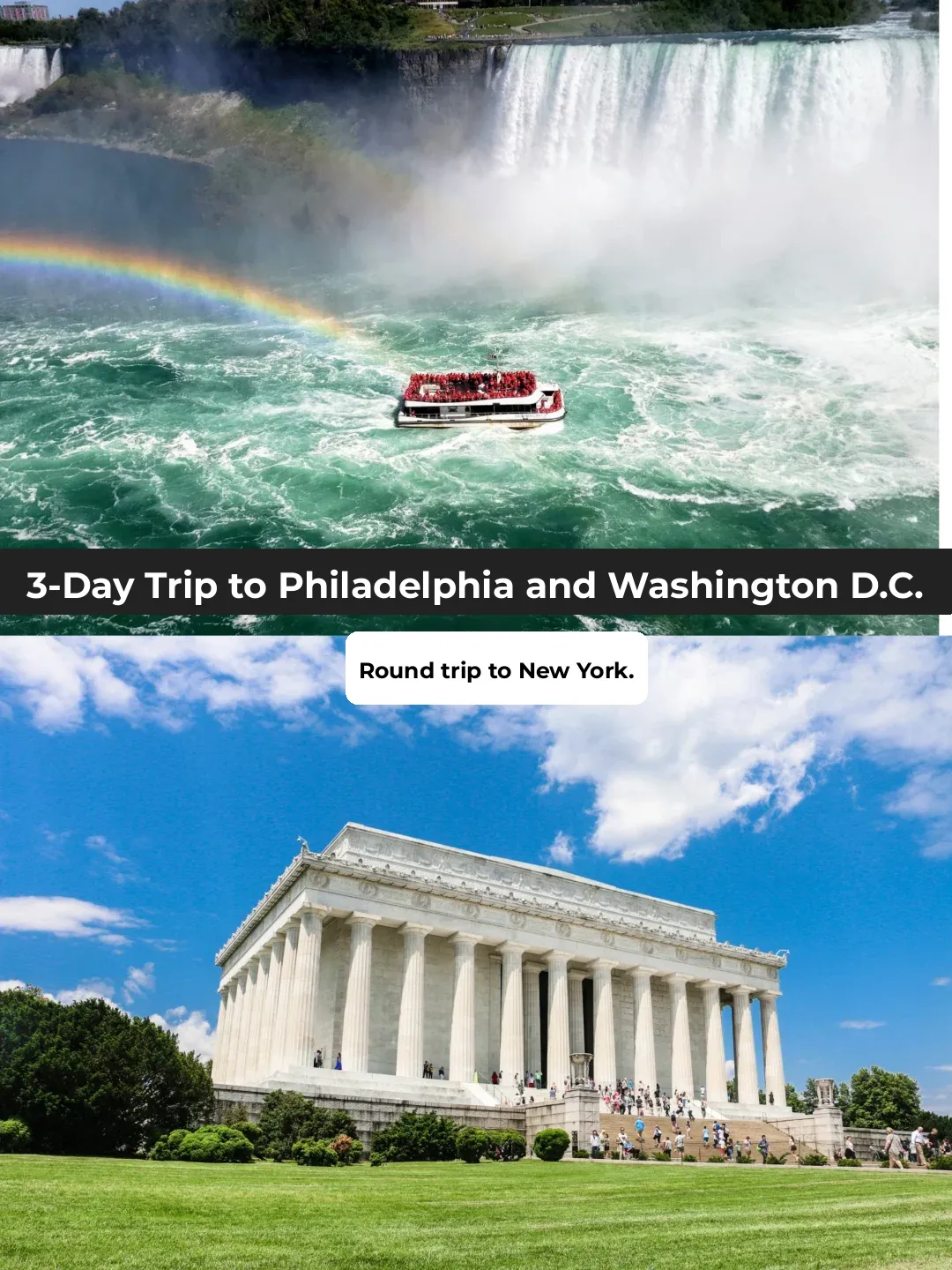 Classic 3-Day Tour of Philadelphia, Washington, and Niagara Falls | Round Trip from New York
