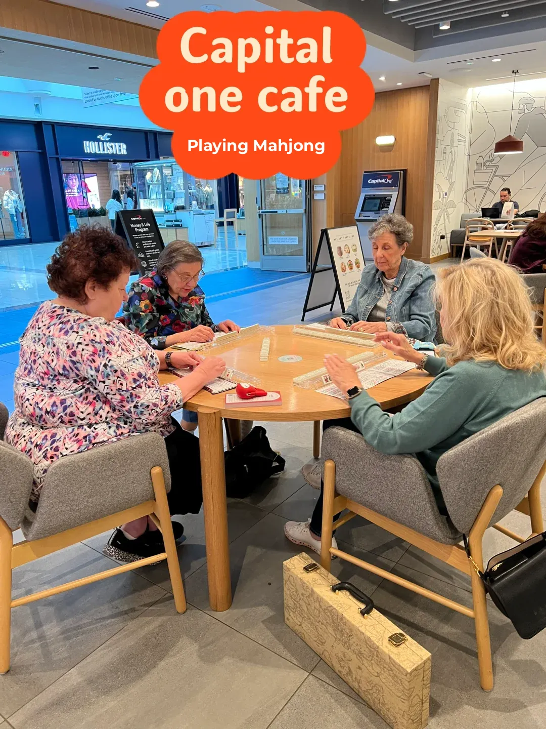 Playing Mahjong at Capital One Cafe in North Dallas