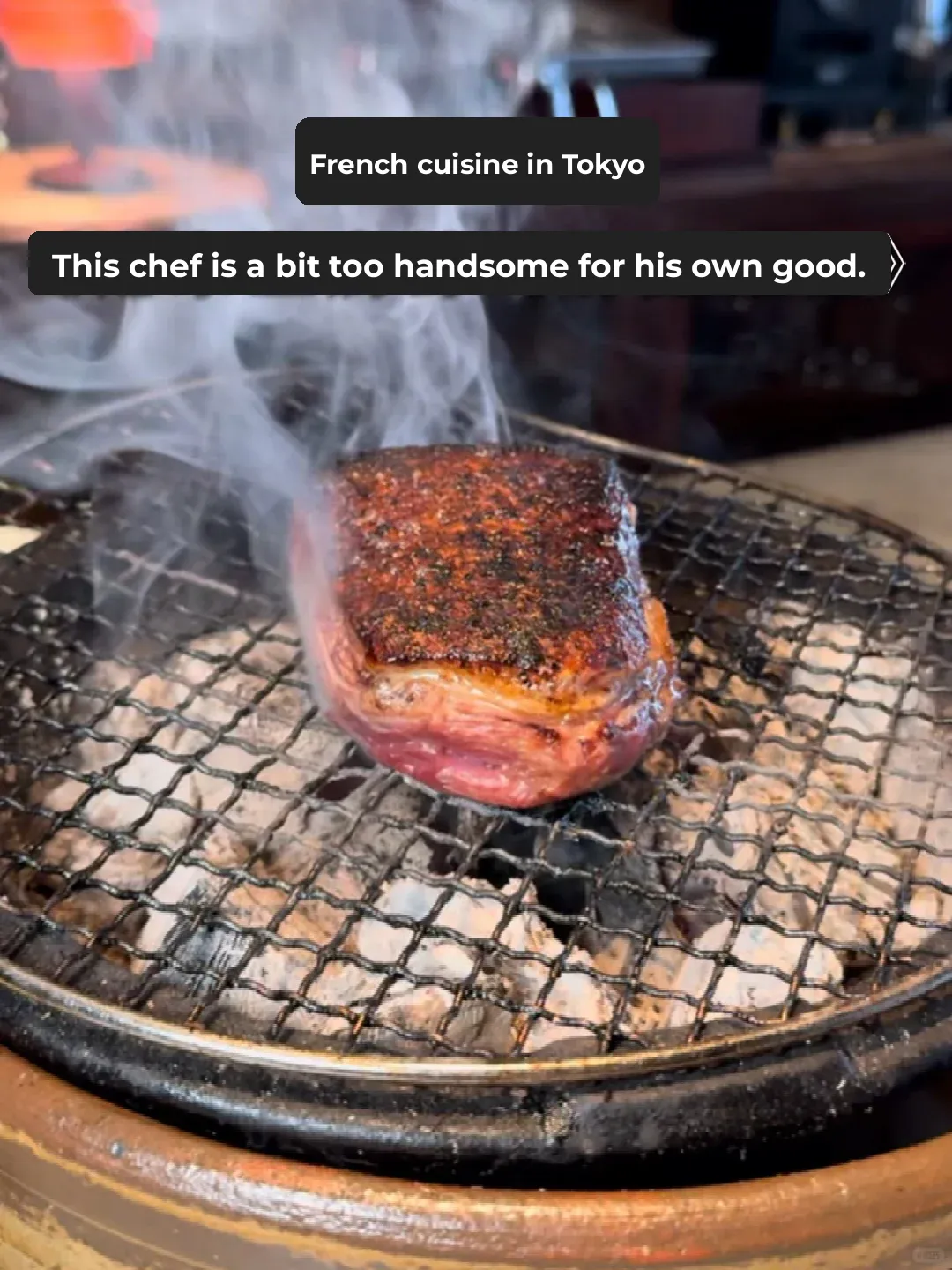 "First Time Trying French Cuisine in Tokyo 🍽️… And the Chef Here is Seriously Handsome…"