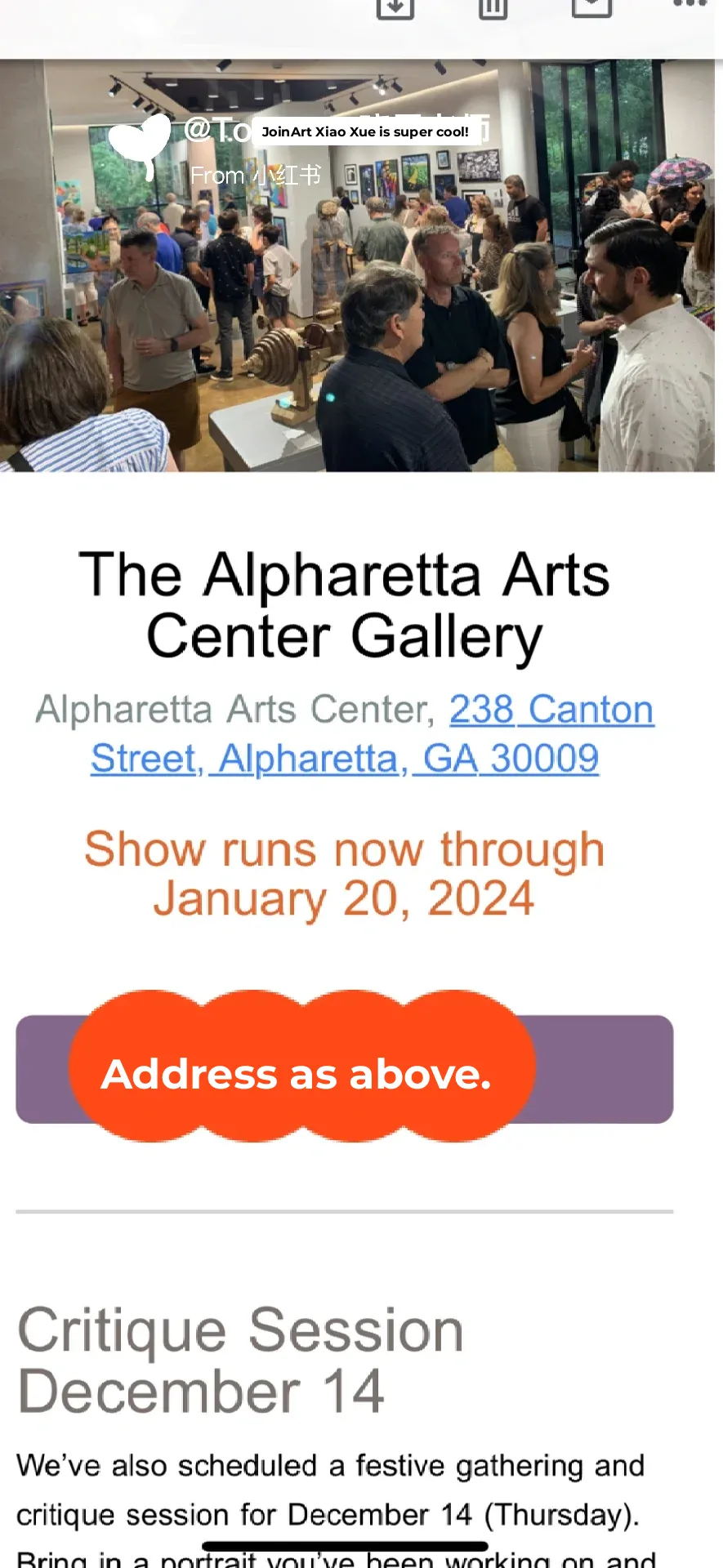 The Atlanta Portrait Society's Fall Exhibition is set to open on December 2nd.