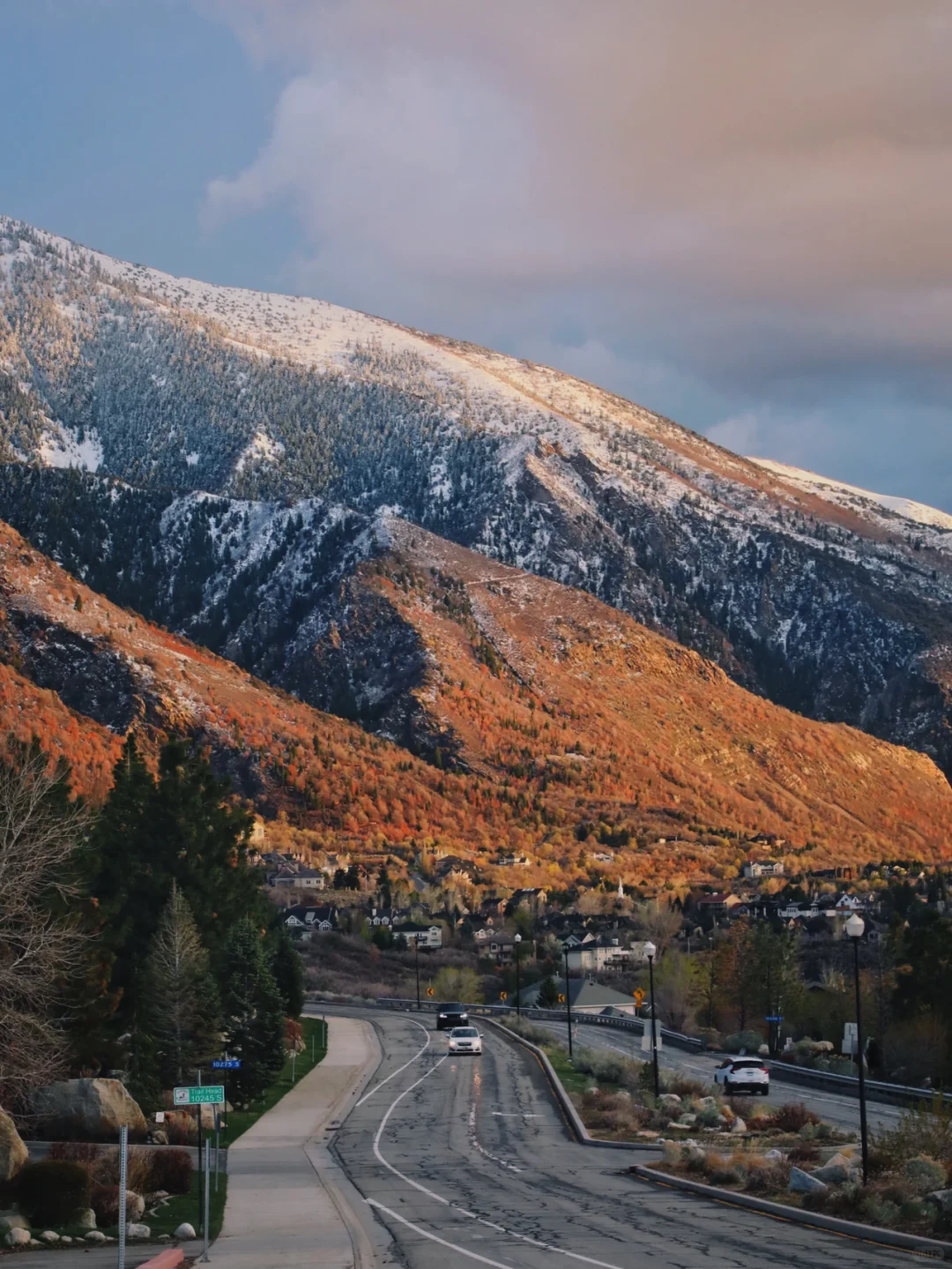 Salt Lake City | The Harmonious Blend of Twilight Glow and Lingering Snow on Mountain Peaks in Spring