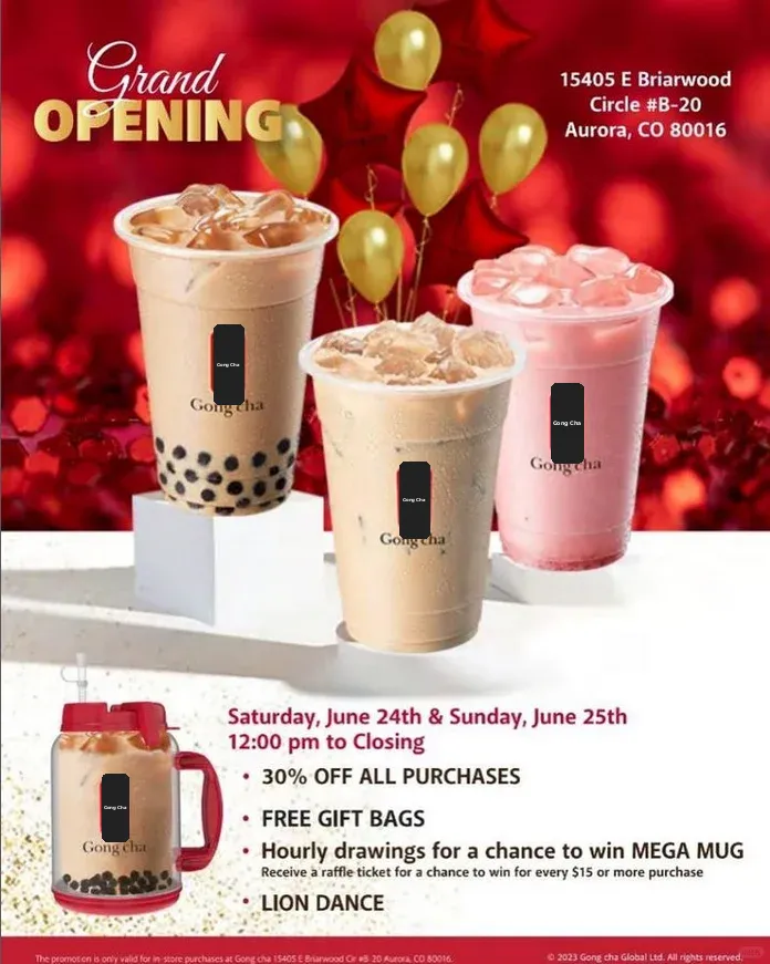 Cornerstar’s Gong Cha in South Denver has a 30% off discount this weekend!