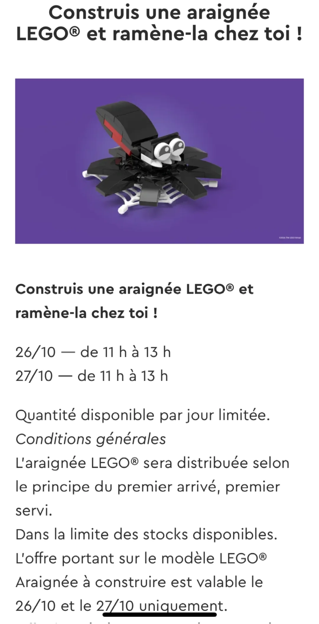 🇫🇷 Paris · Free Lego Spider 🕷️ Build & Take
